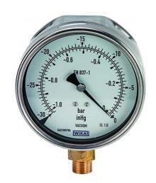 WIKA, Analogue Positive Pressure Gauge Bottom Entry 160psi, Connection Size G 3/8
