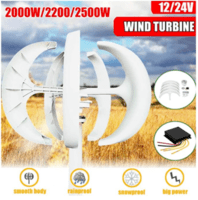 2000W 12V/24Volt 5 Blades Vertical Axis Lantern Wind Turbine Generator + Wind Controller