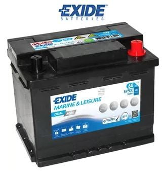 EXIDE, EP500, 12V, 60Ah, DUAL AGM LEISURE MARINE BATTERY